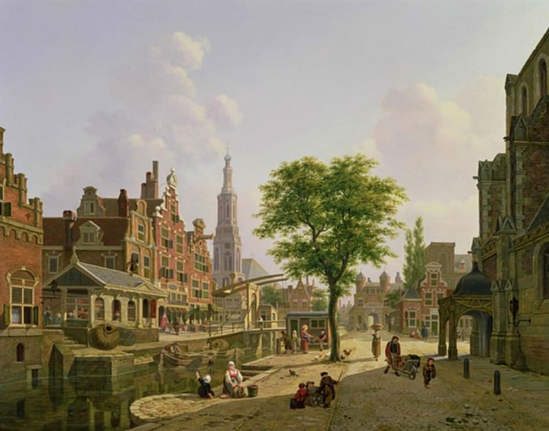 Голландский город, вид на канал. Ян Хендрик Верхейен