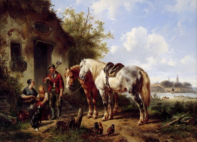 Landscape with two horses, Wouterus Verschuur