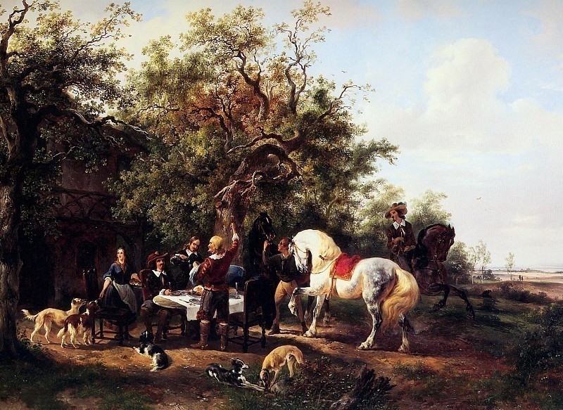Resting horsemen, Wouterus Verschuur