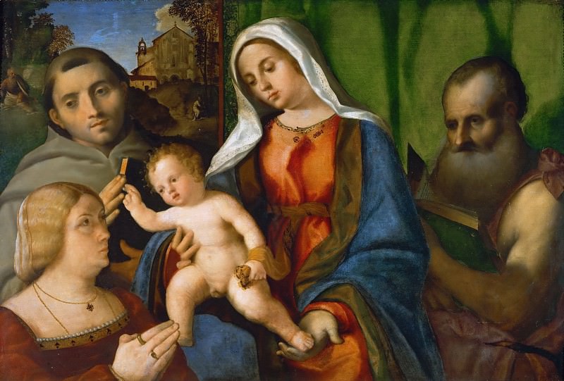 Madonna and Child with Saints Francis and Jerome and a Donor. Palma Il Vecchio (Jacopo Negretti)