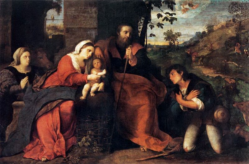 Adoration of the Shepherds with a Doonor. Пальма Старший (Якопо Негретти)