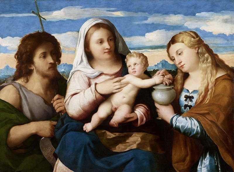 Madonna and Child between Saints John the Baptist and Mary Magdalene. Palma Il Vecchio (Jacopo Negretti)