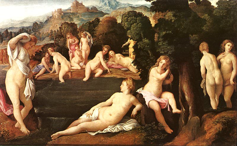 Vecchio Diana and Callisto, 1525, oil on canvas, Art H. Palma Il Vecchio (Jacopo Negretti)