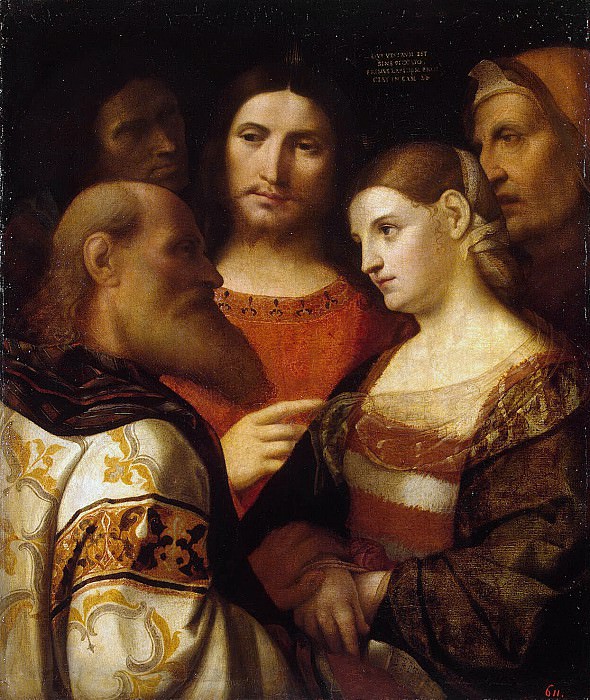 Christ and the Woman Taken in Adultery. Palma Il Vecchio (Jacopo Negretti)