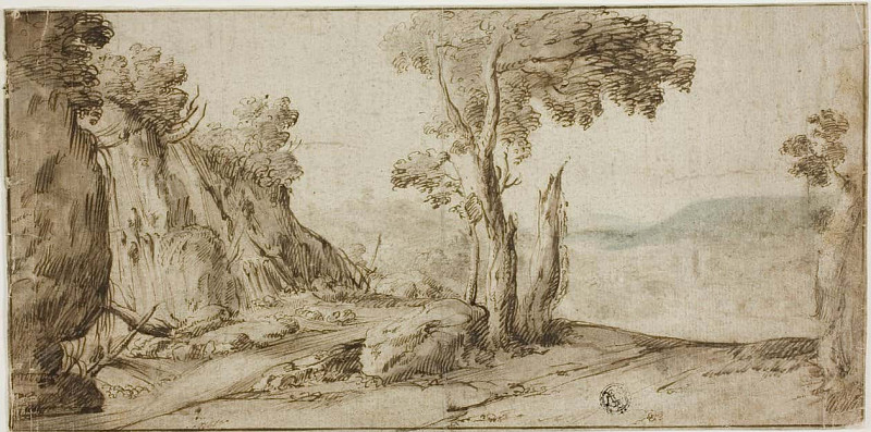 Rocks and Trees on Edge of Hill. Lodewijk de Vadder