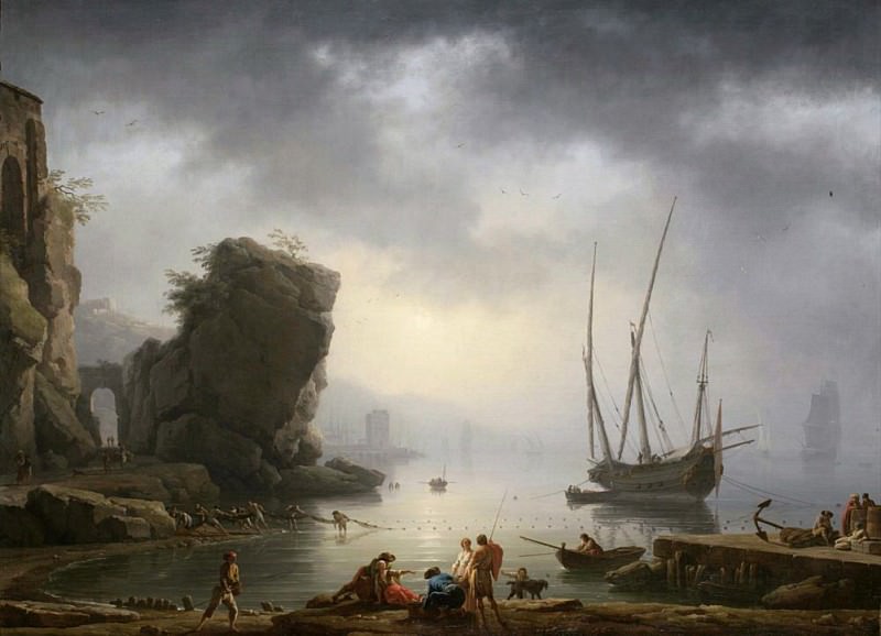 Mediterranean Coastal Scene. Antoine Charles Horace Vernet