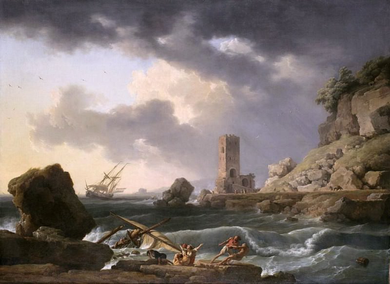 Rocky Coastal Landscape with Shipwreck. Antoine Charles Horace Vernet