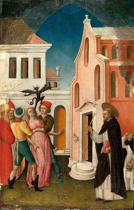 Saint Peter Martyr Exorcizing a Woman Possessed by a Devil. Antonio Vivarini