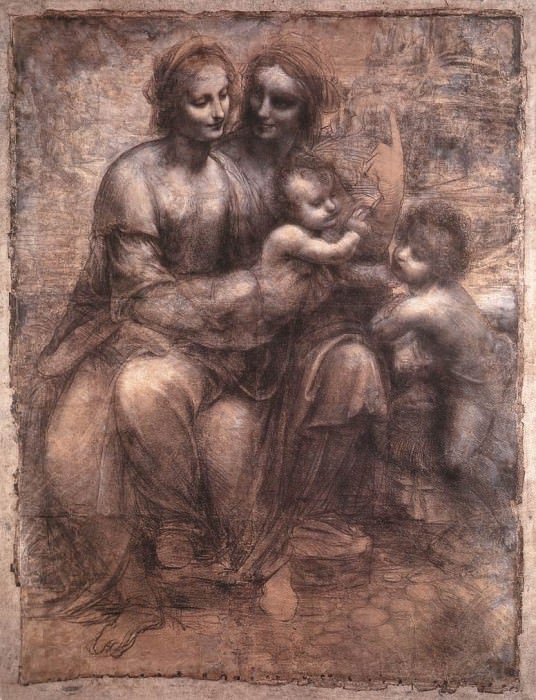 Мадонна с Младенцем со Святой Анной и маленьким Иоанном Крестителем, Леонардо да Винчи
