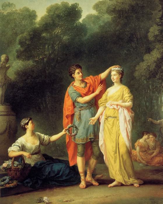 Joseph-Marie Vien - Jeune Grec couronnant sa bien-aimee de fl. Жозеф-Мари Вена