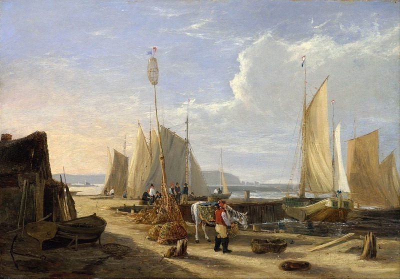 A Harbor Scene in the Isle of Wight, Looking Towards the Needles. George Vincent