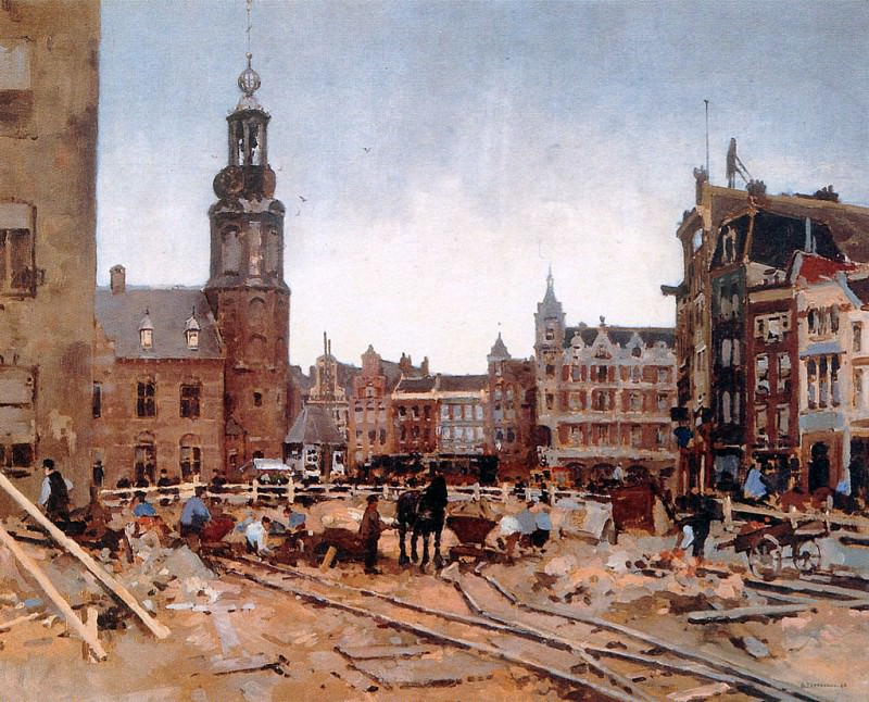 Vreedenburgh Cornelis Work In Progress On Muntplein In Amste. Cornelis Vreedenburgh