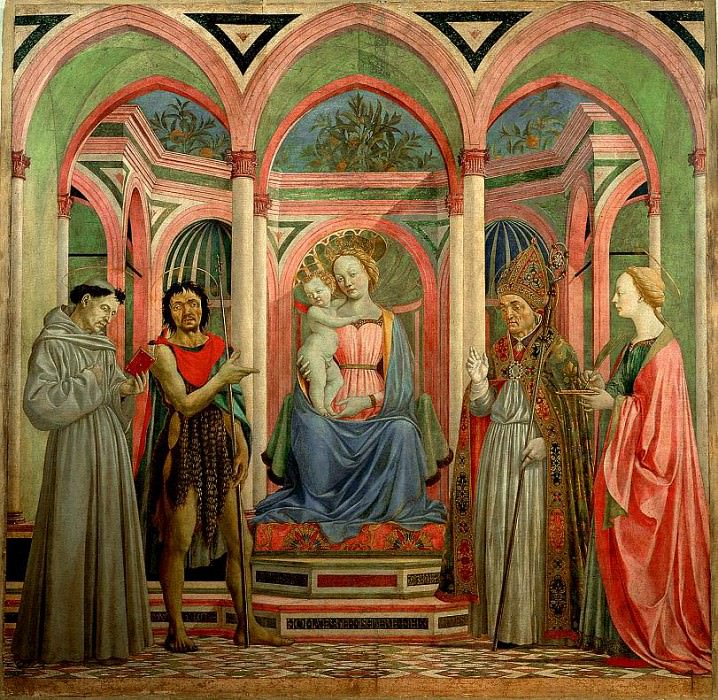 Madonnan med barnet och helgon, ca 1445,. Domenico Veneziano