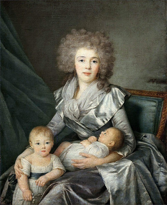 Portrait of Princess Ekaterina Dolgorukova with sons Vasily and Nikolai. Jean-Louis Voille