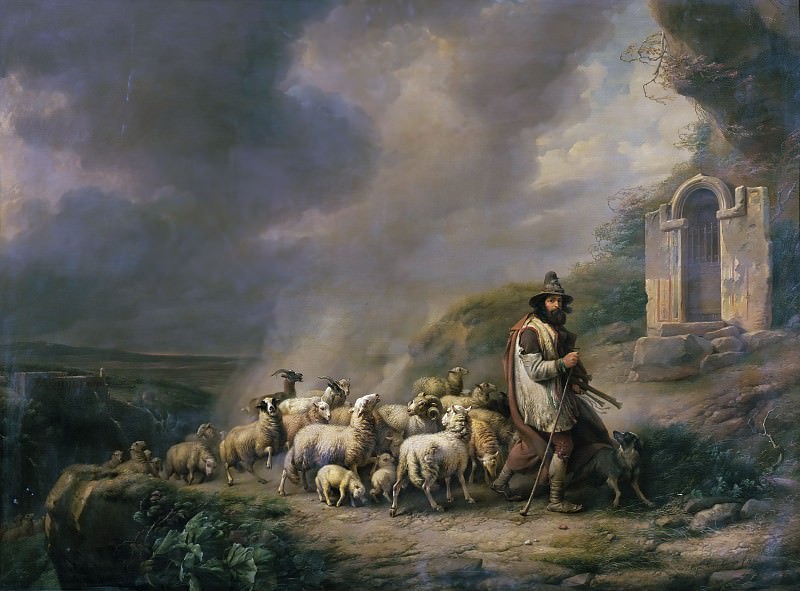 Пастух со стадом в Тиволи. Эжен Жозеф Вербукховен