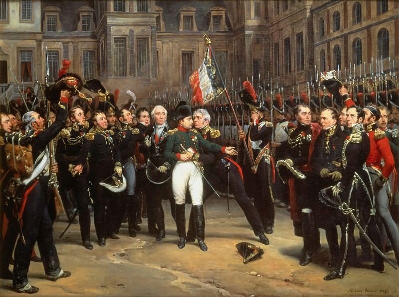 Napoloen bids farewell to his Guard at Fontainebleau on 20 April 1814, Horace Vernet