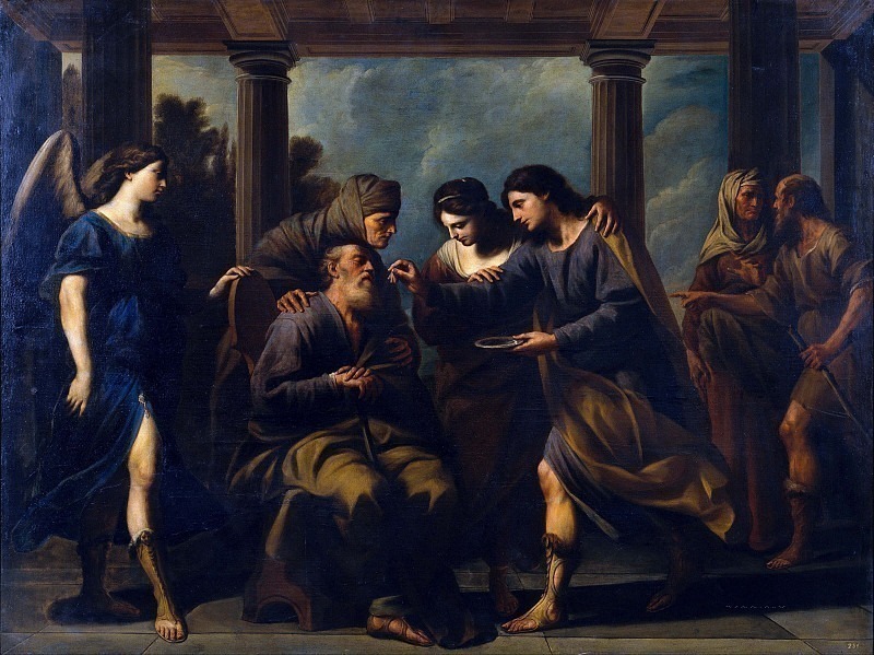 Tobias Heals his Blind Father. Andrea Vaccaro