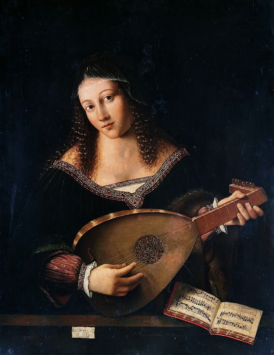 Woman playing a lute. Bartolomeo Veneto