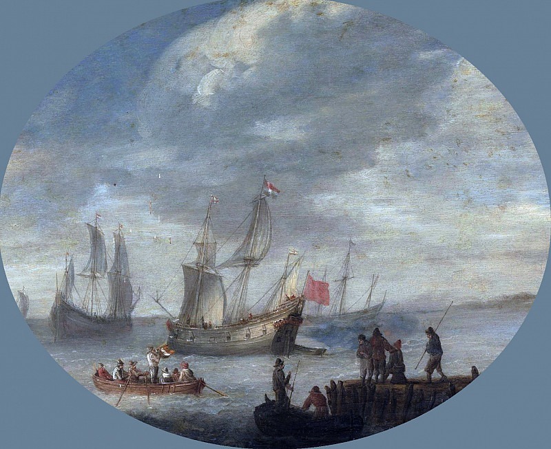 Armed Merchantmen off the Dutch Coast Preparing to Set Sail. Abraham de Verwer