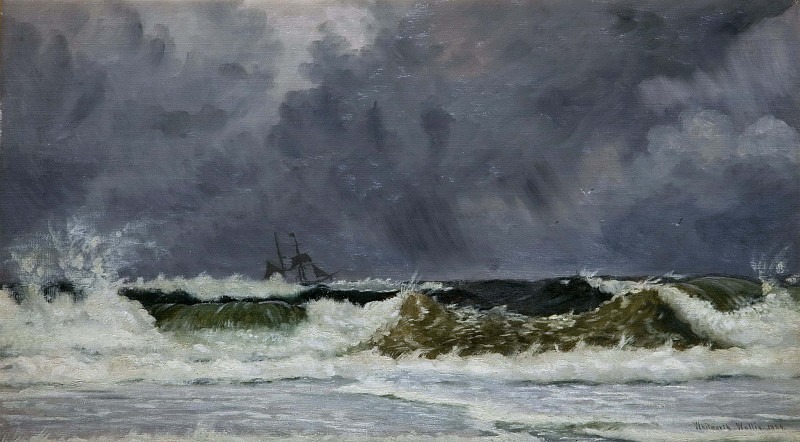 Rough Weather - The Coast Of Jutland. Sir Whitworth Wallis