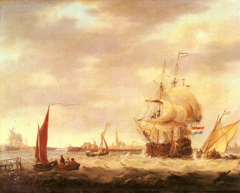 Webster George Merchant Ship And Fishing Vessels Off The Dutch Coast. Джордж Уэбстер