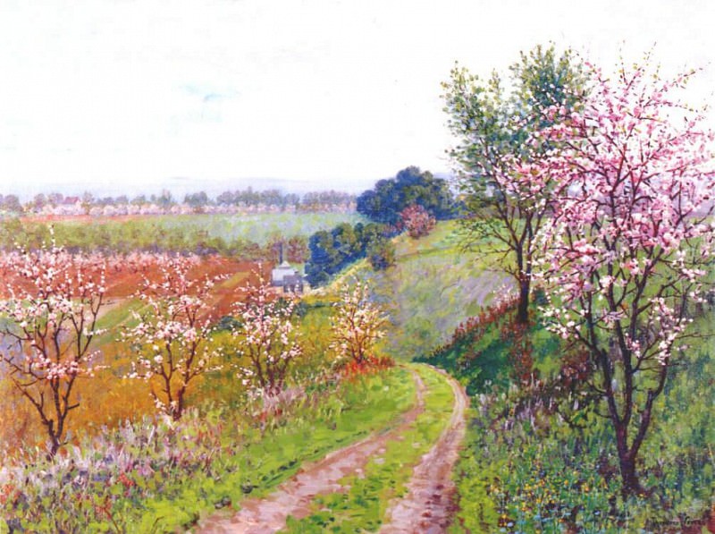 wores road with blossoming trees 1922. Wores