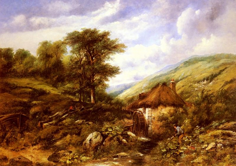Watts Frederick William An Overshot Mill In A Wooded Valley. Frederick William Waters Watts