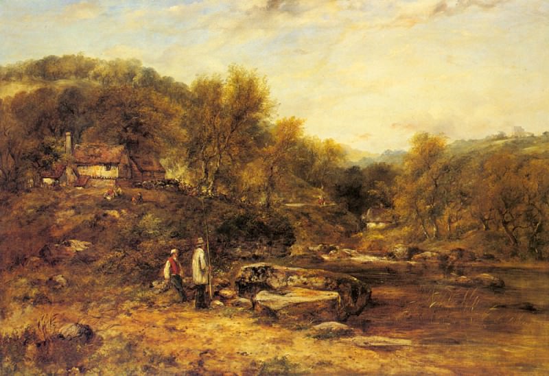 Watts Frederick William Anglers By A Stream. Frederick William Waters Watts