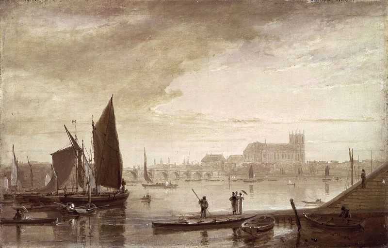Westminster Bridge and Abbey. William Daniell
