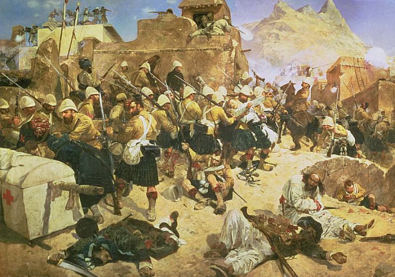 Candahar: The 92nd Highlanders and the 2nd Gurkhas Storming Gaudi Mullah Sahibdad. Richard Caton II Woodville