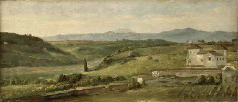 Panoramic Landscape with a Farmhouse. George Frederick Watts