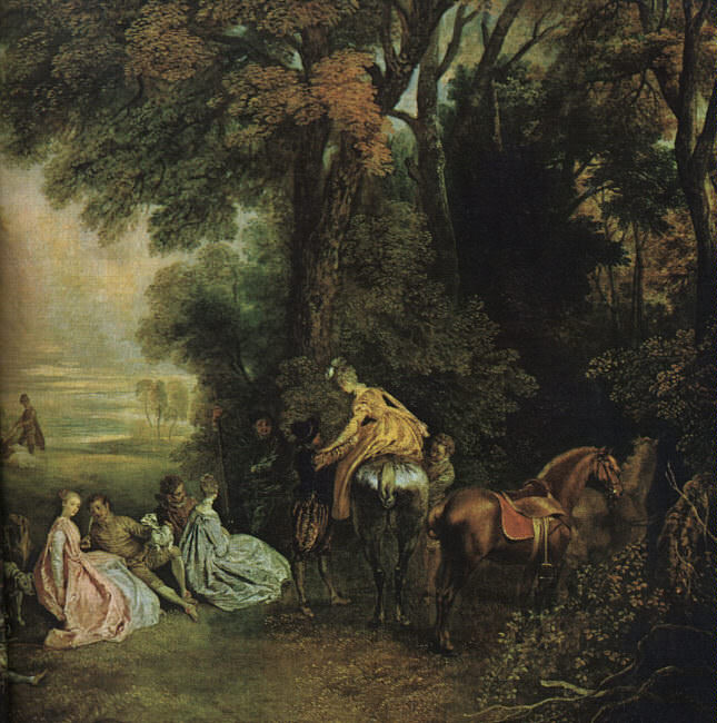 A Halt During the Chase WGA. Jean-Antoine Watteau