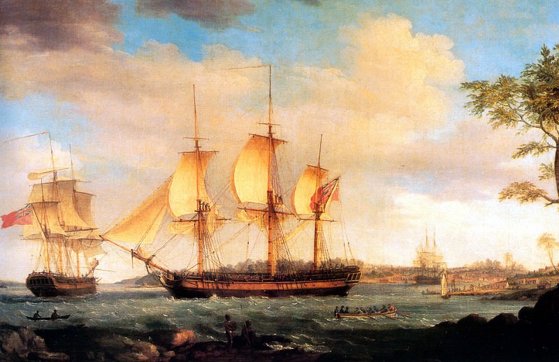 MPA Thomas Whitcomb Departure of the whaler, Britainnia from Sidney Cove, 1798 sqs. Thomas Whitcomb