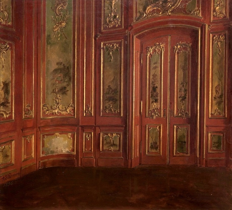 Интерьер комнаты с панелями в стиле рококо. Александр Фридрих Вернер