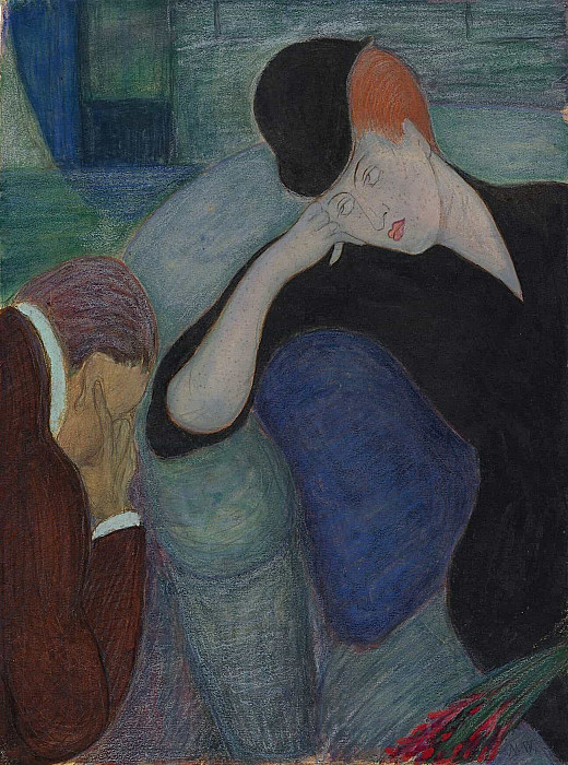 Интерьер с сидящей парой. Марианна Верёвкина