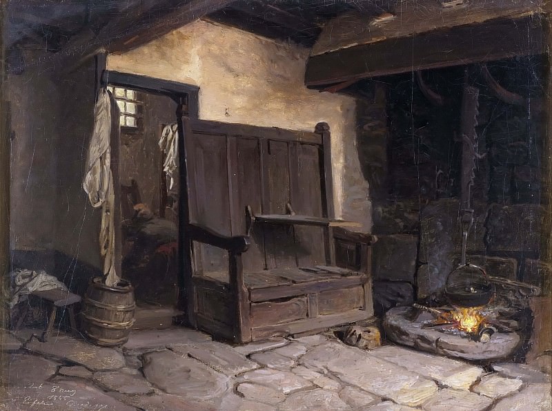 A Cottage Interior. Study. Josef Wilhelm Wallander
