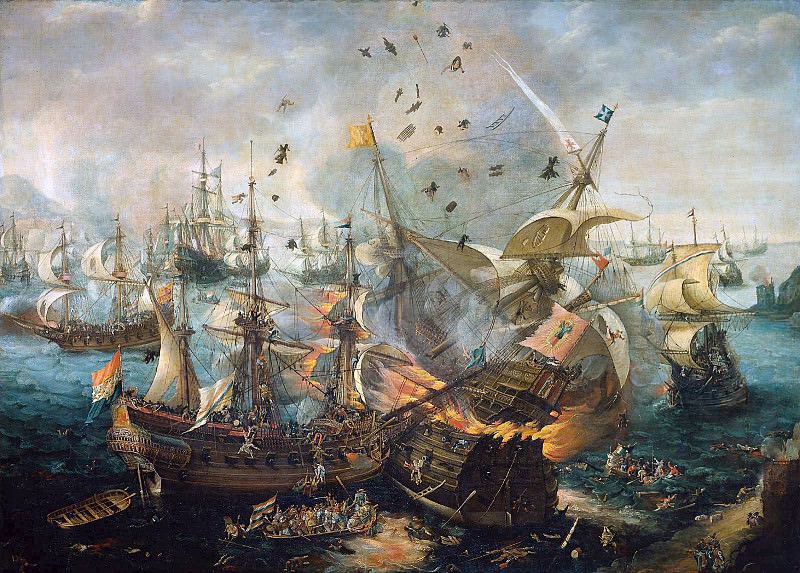 Wieringen van Cornelis Sea battle at Gibraltar Sun. Корнелис Ван Виринген