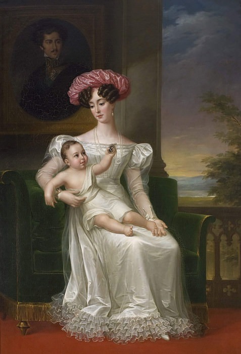 Josefina Maximiliana Eugenia Napoleana (1807-1876), Queen of Sweden, with son Karl. Fredric Westin