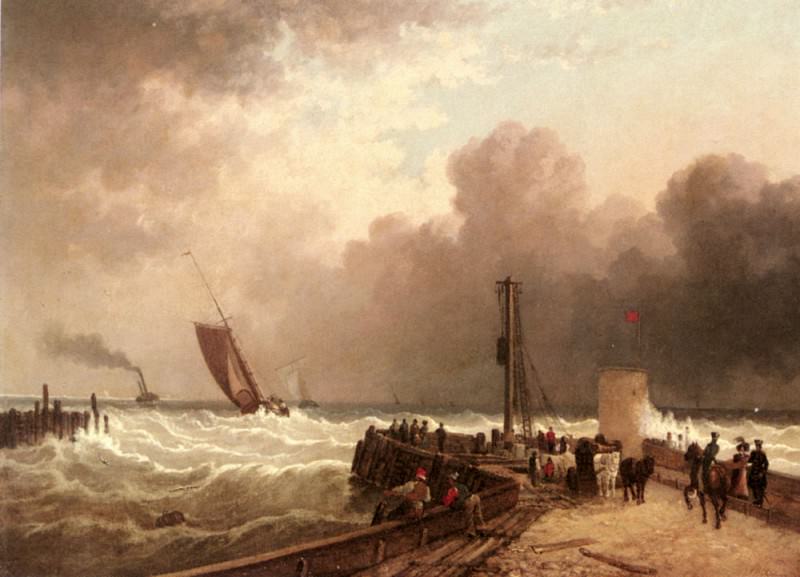 Wilson John Jock Shipping Approaching The Harbour Mouth In A Rough Sea. Джон Джок Уилсон