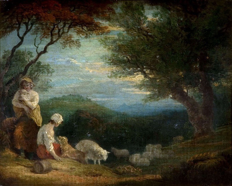 Landscape With Women, Sheep and Dog. Richard Westall
