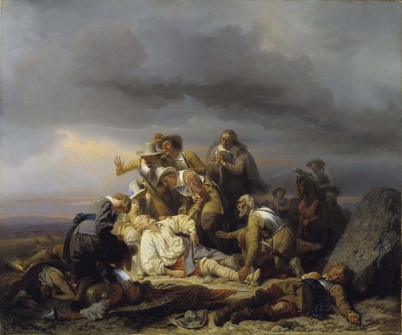 Нахождение тела короля Швеции Густава II Адольфа после битвы под Лютце