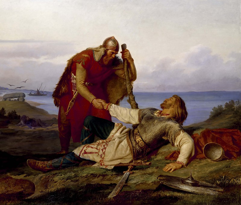 Хьялмар прощается с Орваром Оддом после битвы на Самсо. Мортен Эскиль Винге