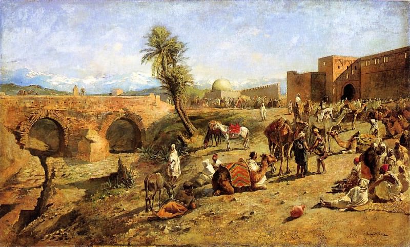 Weeks Edwin Lord Arrival of a Caravan Outside The City of Morocco. Edwin Lord Weeks