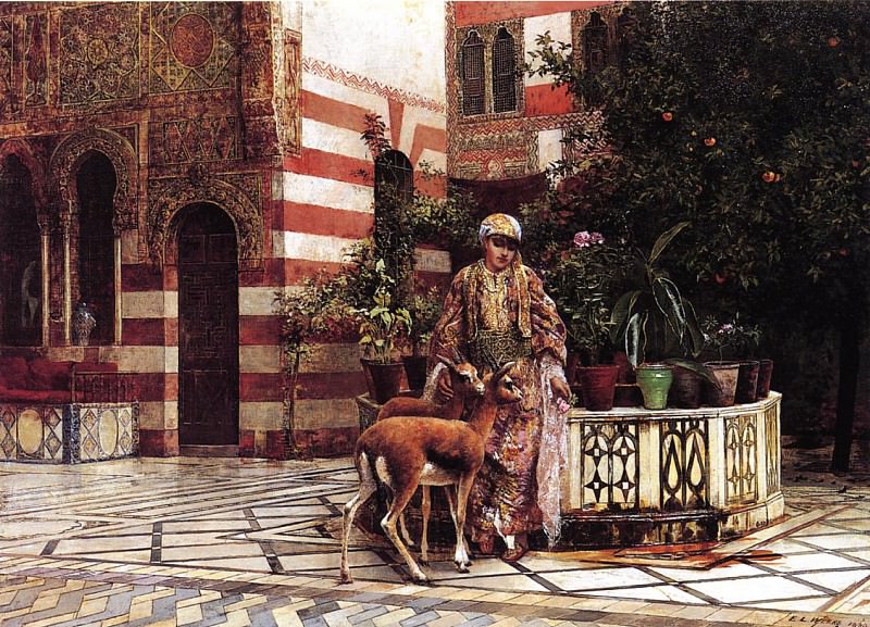 Weeks Edwin Lord Girl in a Moorish Courtyard. Эдвин Лорд Недели