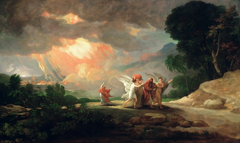 Lot Fleeing from Sodom. Benjamin West