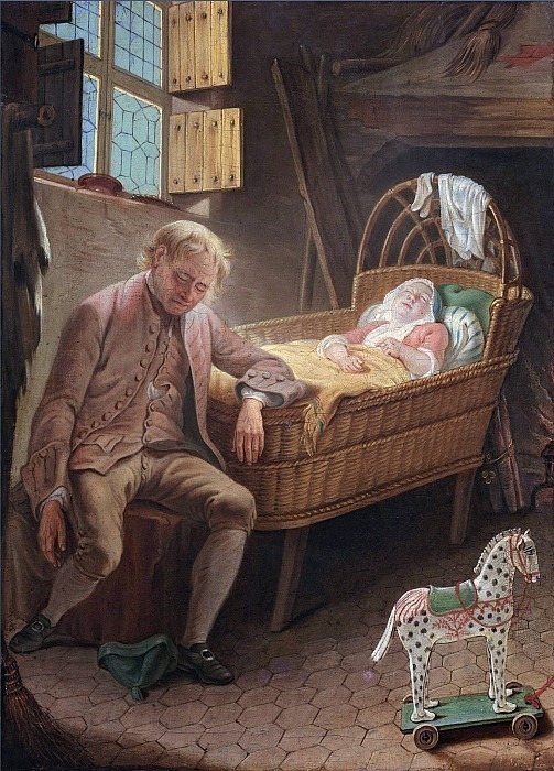 A man at the cradle. Ivan Yakimov