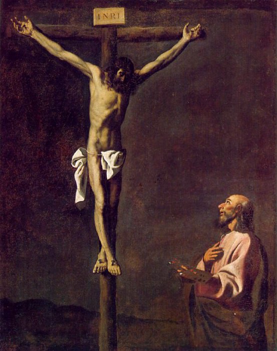 Saint Luke as a Painter before Christ on the Cross WGA. Франсиско де Сурбаран