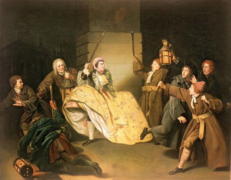 David Garrick as Sir John Brute in Vanbrughs «The Provokd Wife». Johann Zoffany