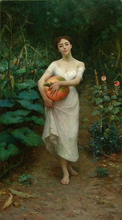 Young Girl with a Pumpkin 1889. Фаусто Зонаро