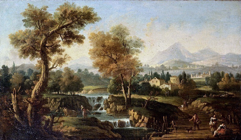 Landscape with creek near town